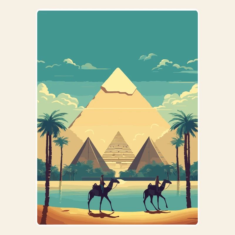 Le Caire, Égypte, Grandes Pyramides De Gizeh, Affiche De Voyage