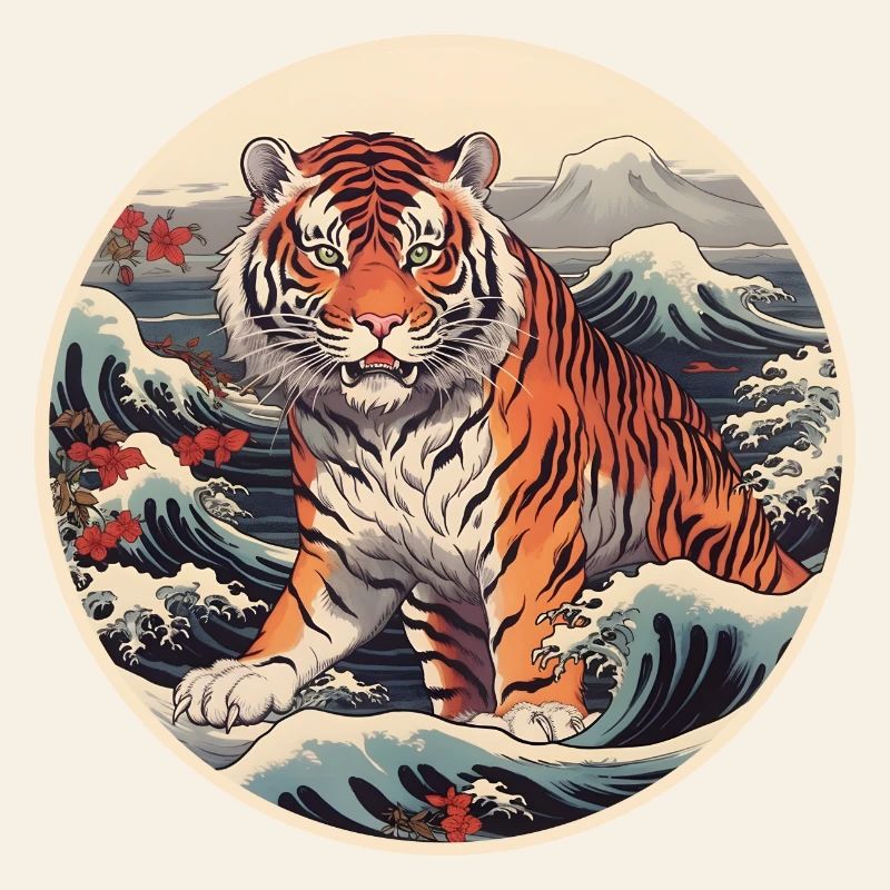 Tiger wave Ukiyo-e Hokusai