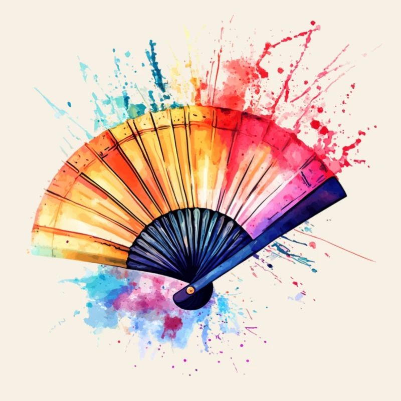 Éventail aquarelle éclatant