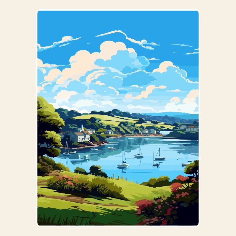 Helford River Angleterre Affiche de voyage Souvenir WPA