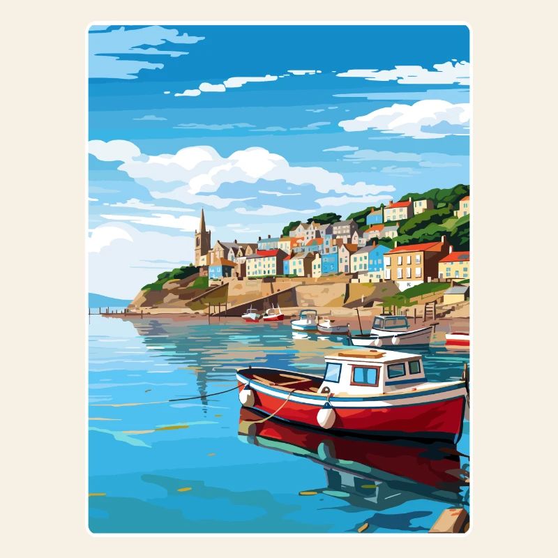 Looe Angleterre Affiche de voyage Souvenir Carte Postale Peinture