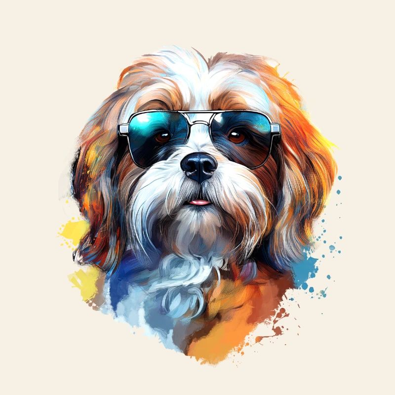 Lhasa Apso with sunglasses