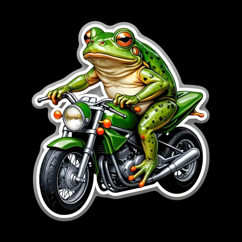 Frog on motorcycle