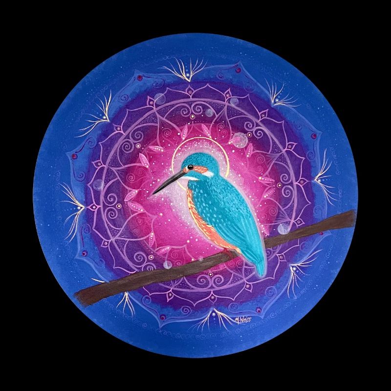 Mystischer Eisvogel mit Mandala