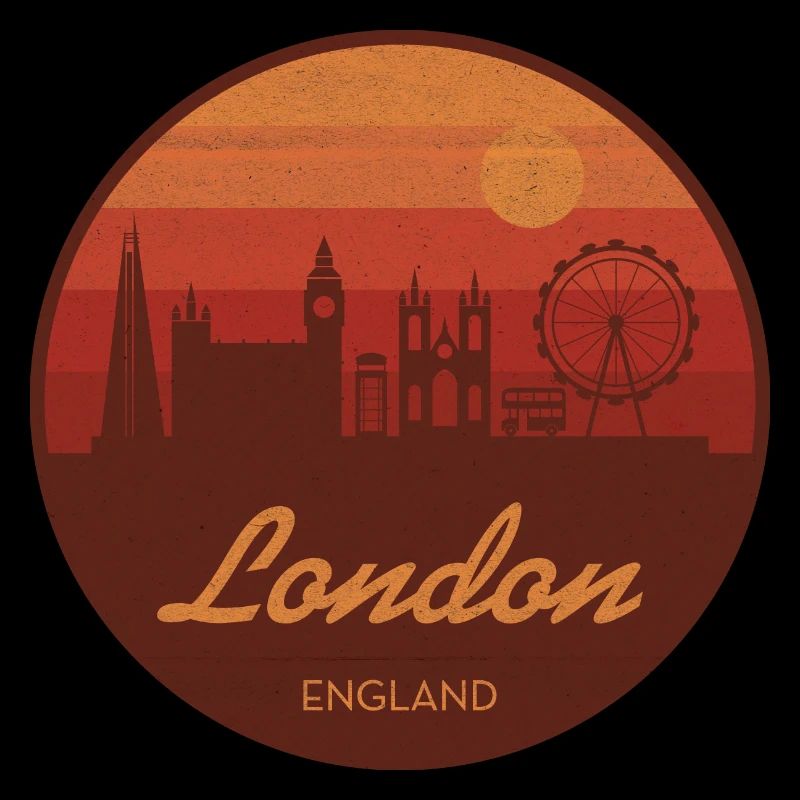 London's skyline in retro sunset