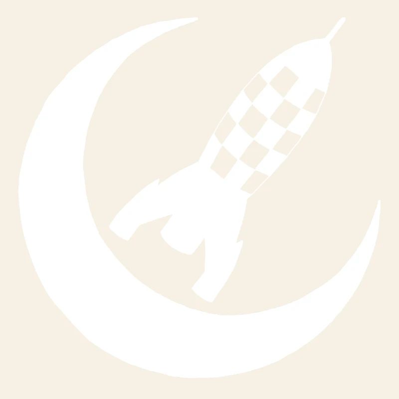 Fusée blanche et demi lune