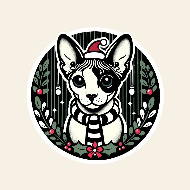 Portrait de Noël d’un Sphynx