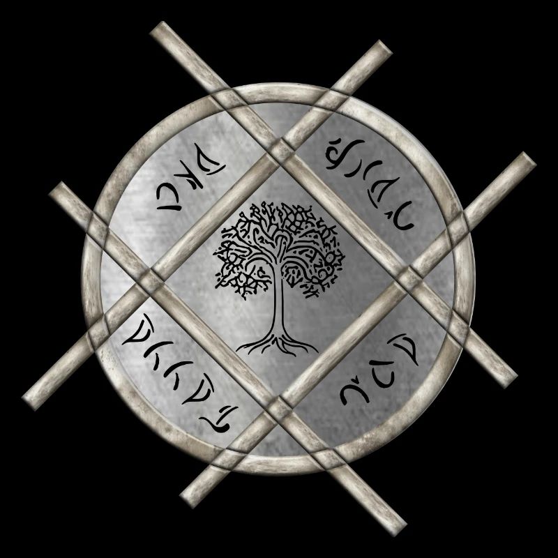 Médaillon argenté symbolique