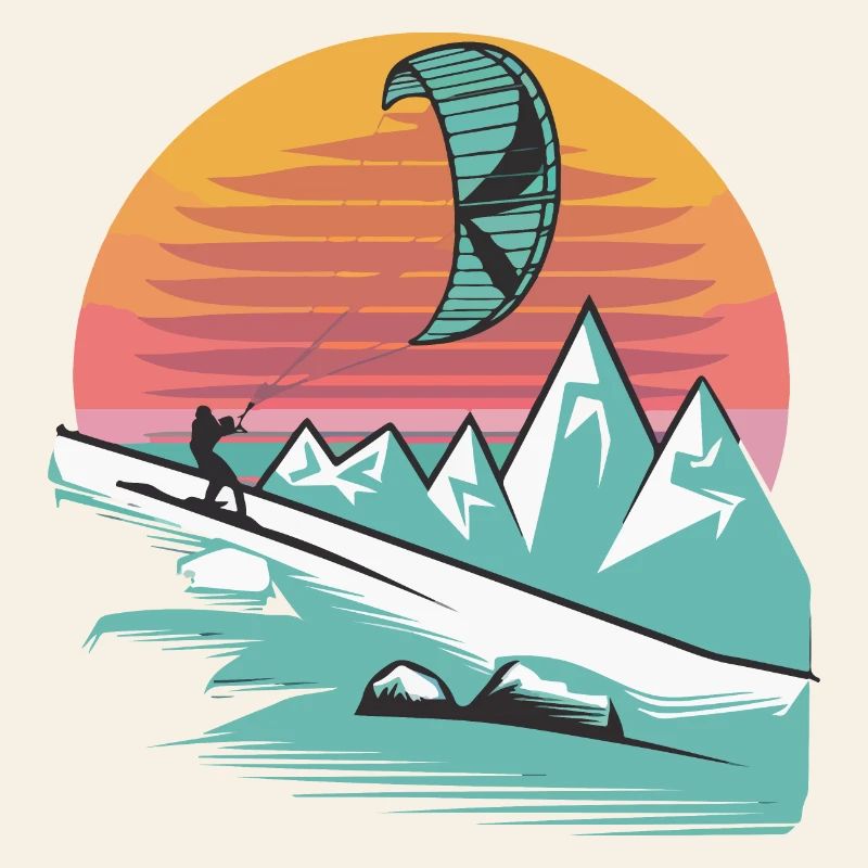 Snowkite Coucher de soleil minimaliste
