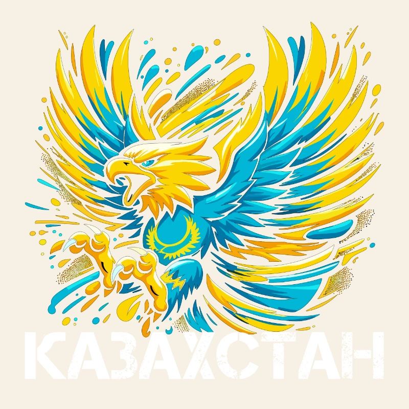 Kazakhstan Aigle Drapeau Drapeau Cyrillique Cadeau