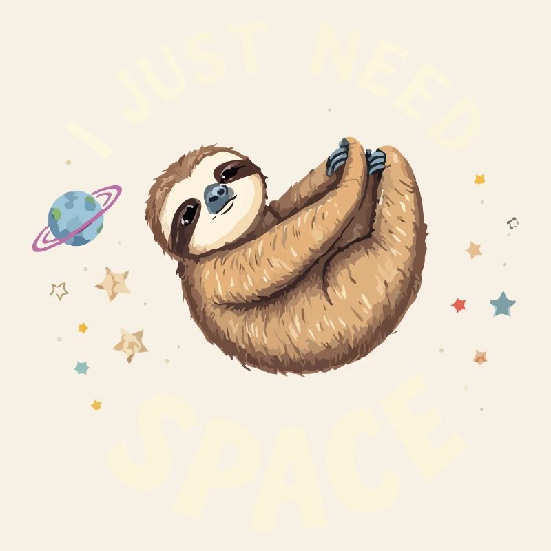 Sloth in Space Cartoon Design