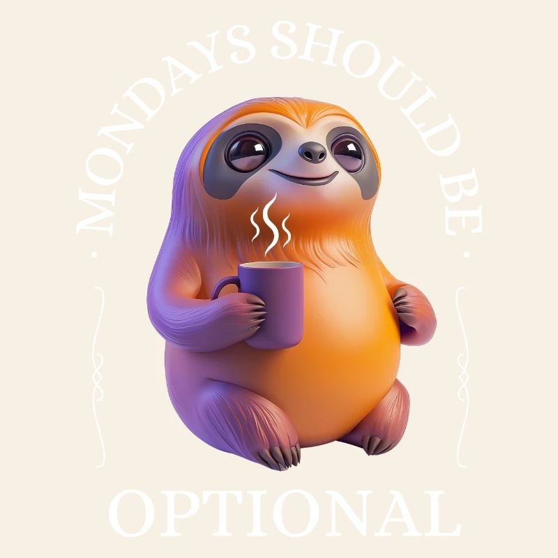 Monday grouch – coffee-drinking sloth