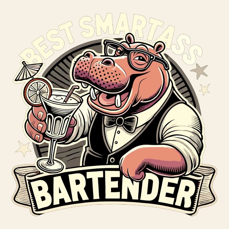 Barkeeper Barmann Nilpferd Flusspferd Geschenk