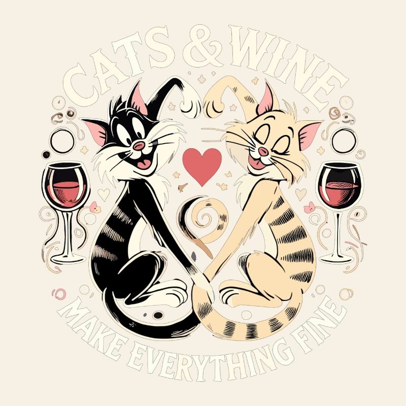 Cats and wine make everything fine funny gift