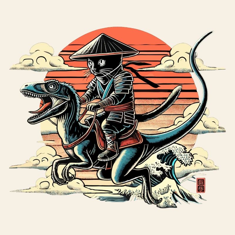 Ninja Cat Raptor Dino Cone Hat Cadeau
