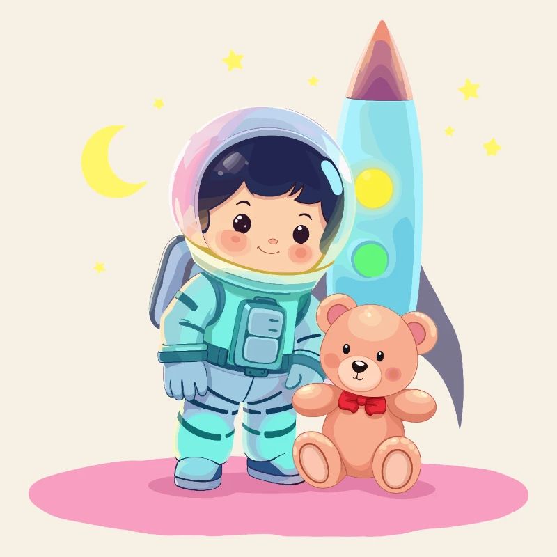 Astronaute avec ours en peluche