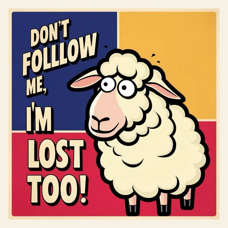 Moutons « Ne me suis pas – moi aussi je suis perdu ! »