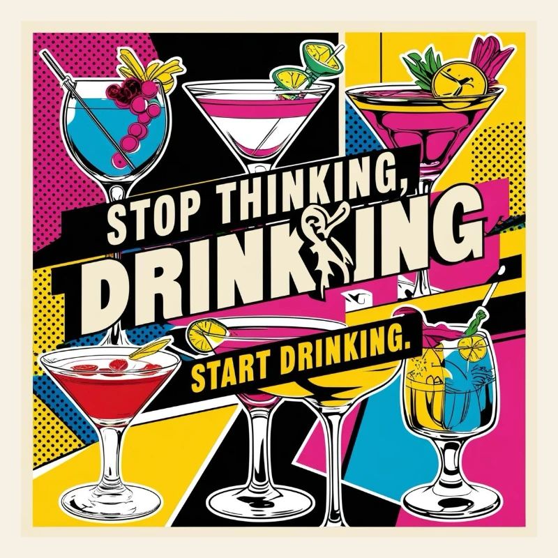 Retro Cocktails with Humorous Text
