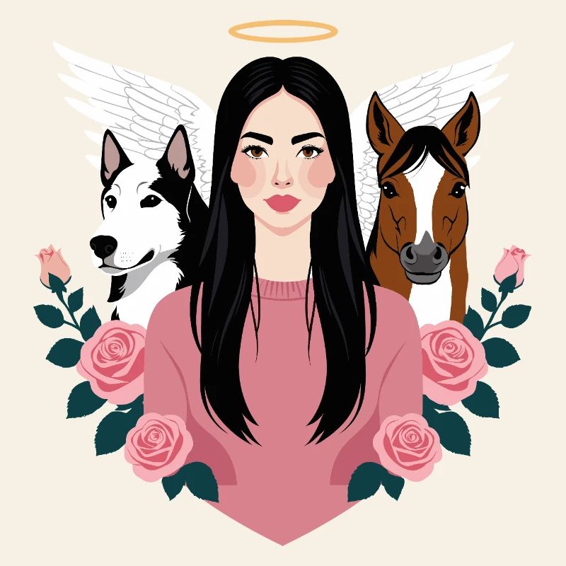 Maîtresse, chien et cheval