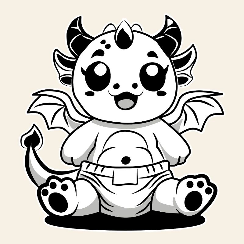 Dragon Lait – Bébé Dragon mignon en couche