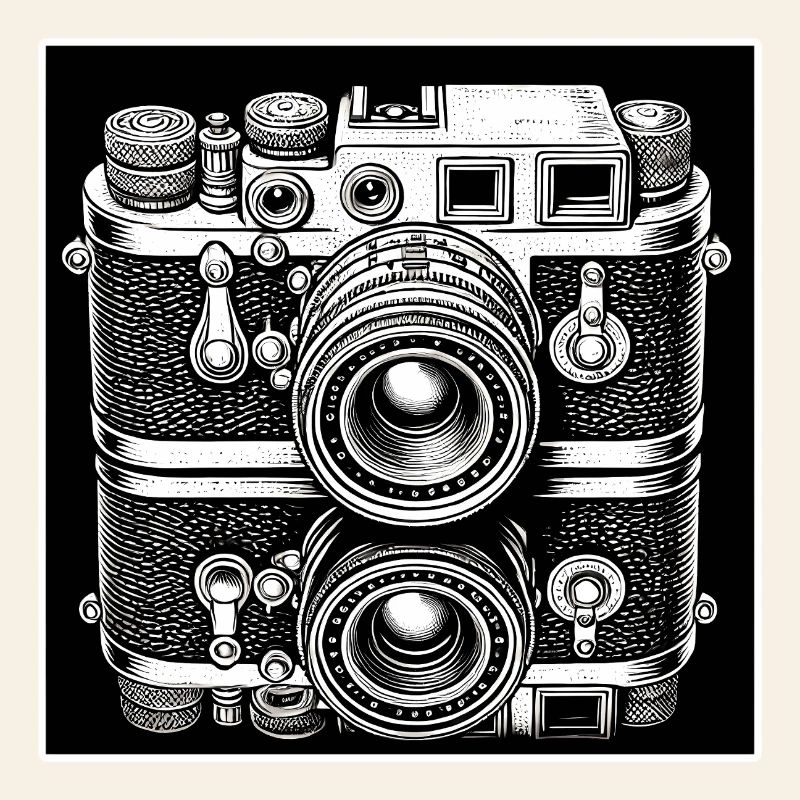 Vintage Camera Engraving Style