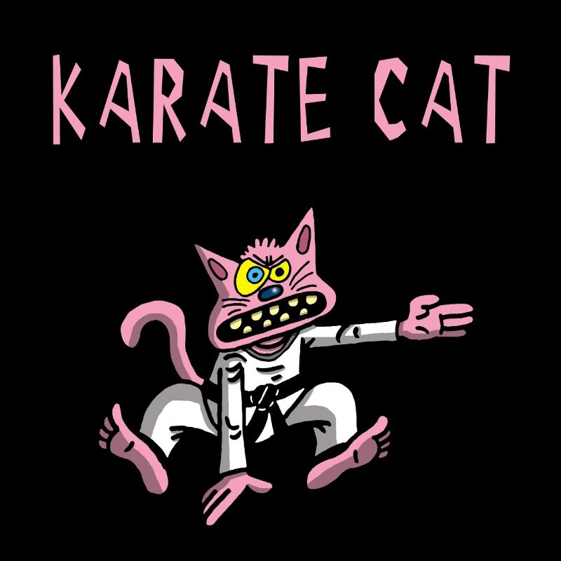 Karate und rosa Katze