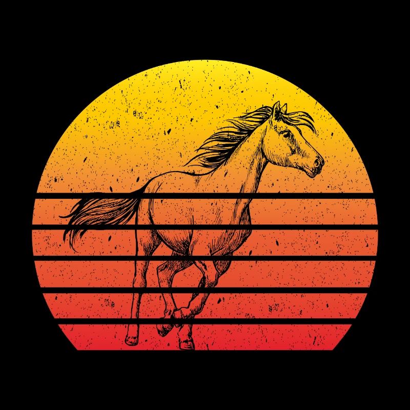Motif Cheval Rétro Coucher de soleil