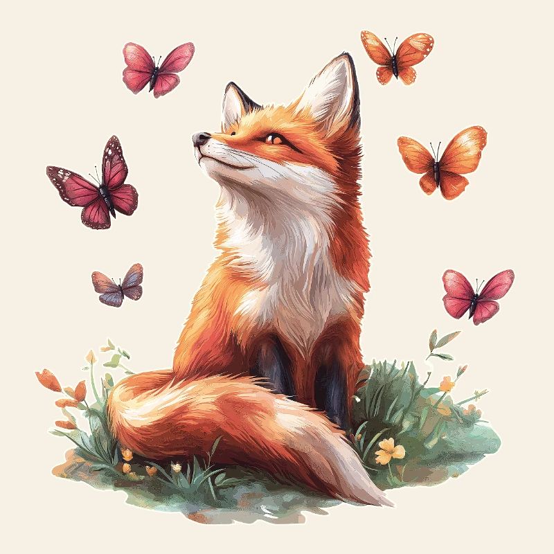 Fuchs mit Schmetterlingen