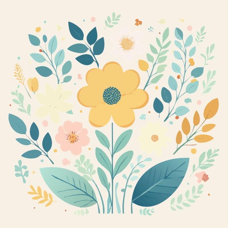 Gentle Pastel Floral Bloom - Boho Botanical