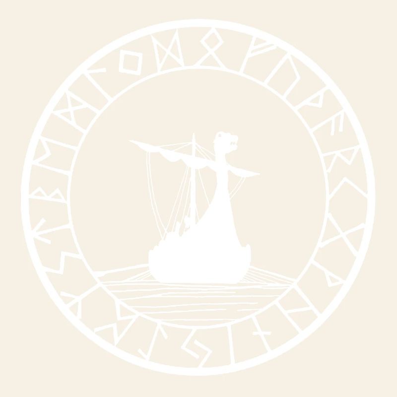 Weißes Wikinger-Langschiff und Kompass