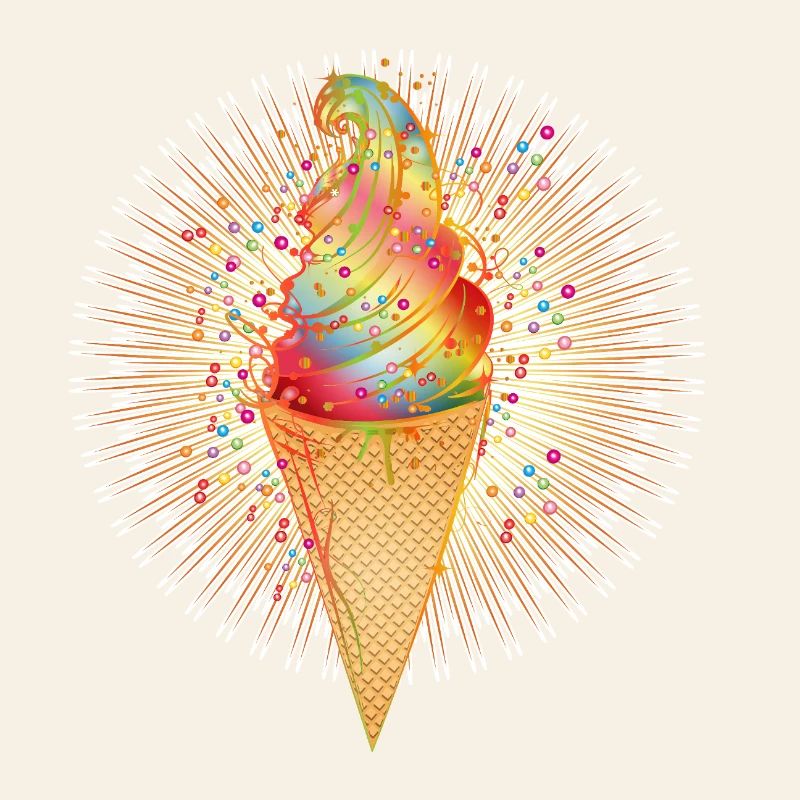 Fröhliches Softeis-Motiv mit Regenbogenfarben