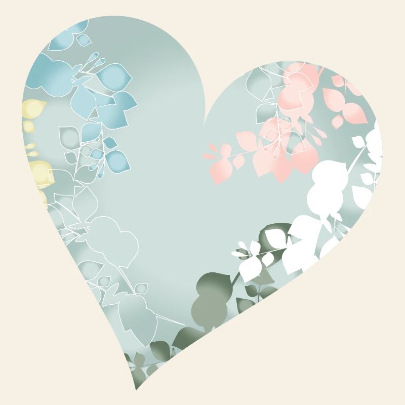 Pastel heart with floral pattern