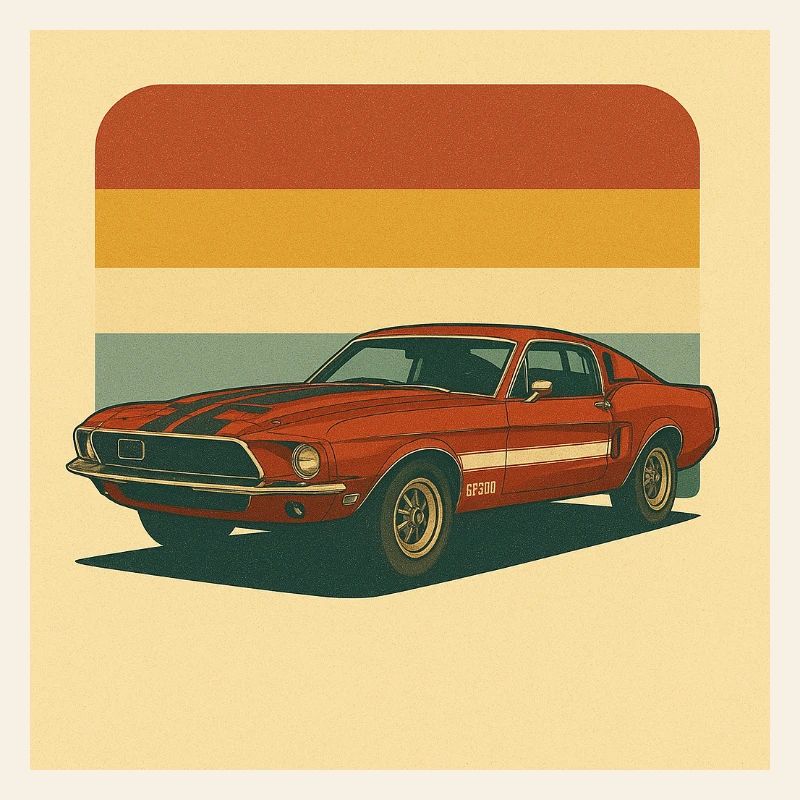 Shelby rétro avec drapeau vintage