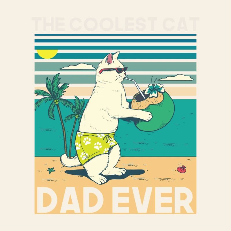 Conception de plage de papa chat cool