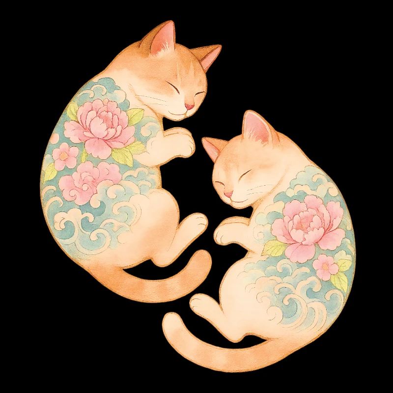 Twin Inked Cats – Floating Serenity