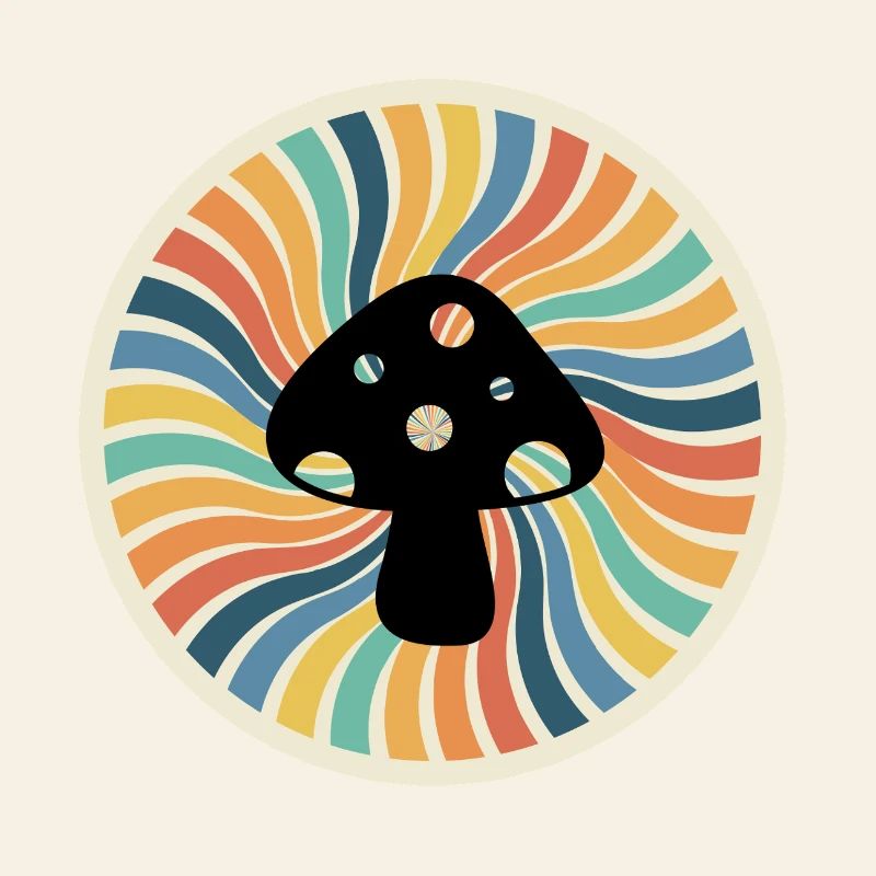 Champignon psychédélique rétro, T-shirt design vintage
