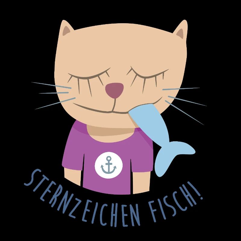 Katze Hafen maritim Anker Fisch Comic Sternzeichen