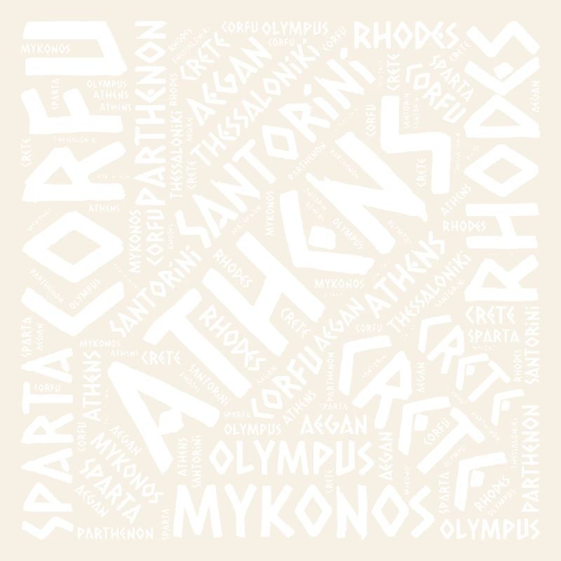 Greece city typography layout map 