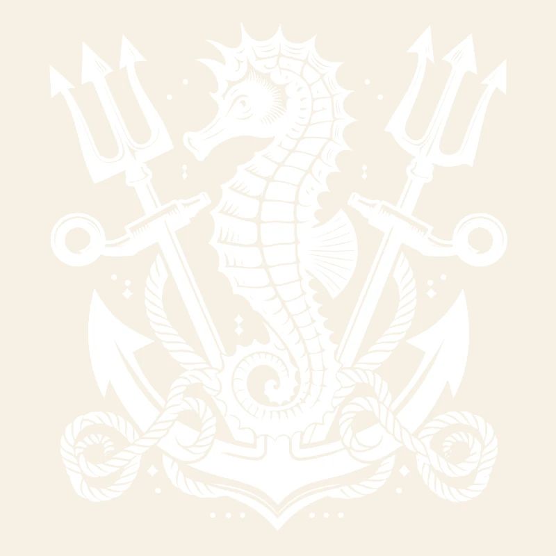Hippocampe avec ancre et trident
