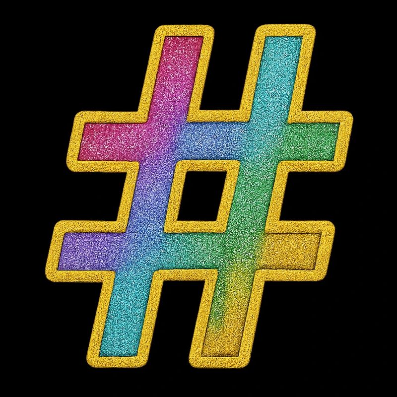 Bunter Glitzer Hashtag Dekor