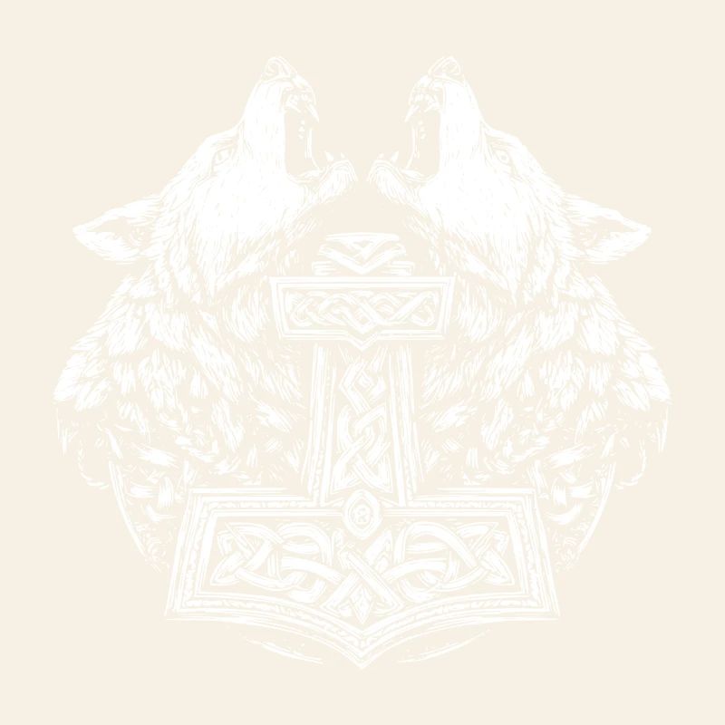 Nordic Wolf Thor Hammer Viking Symbol