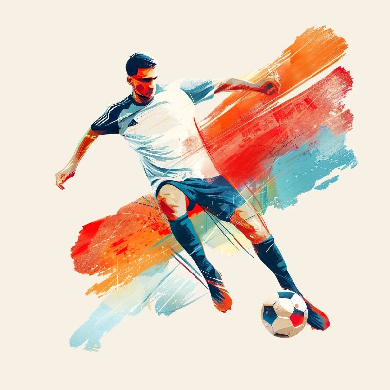 Dynamic soccer player in motion