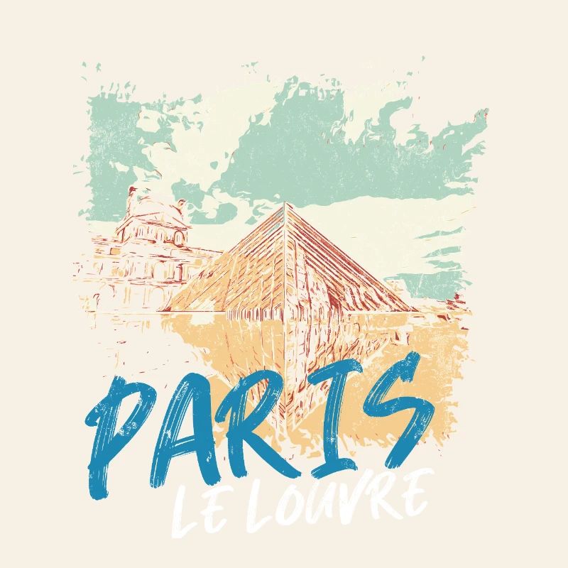 Louvre Pyramid and Paris Monuments