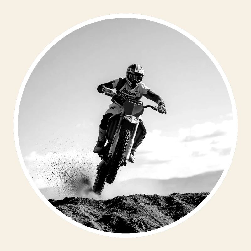 Motocross black and white logo - White