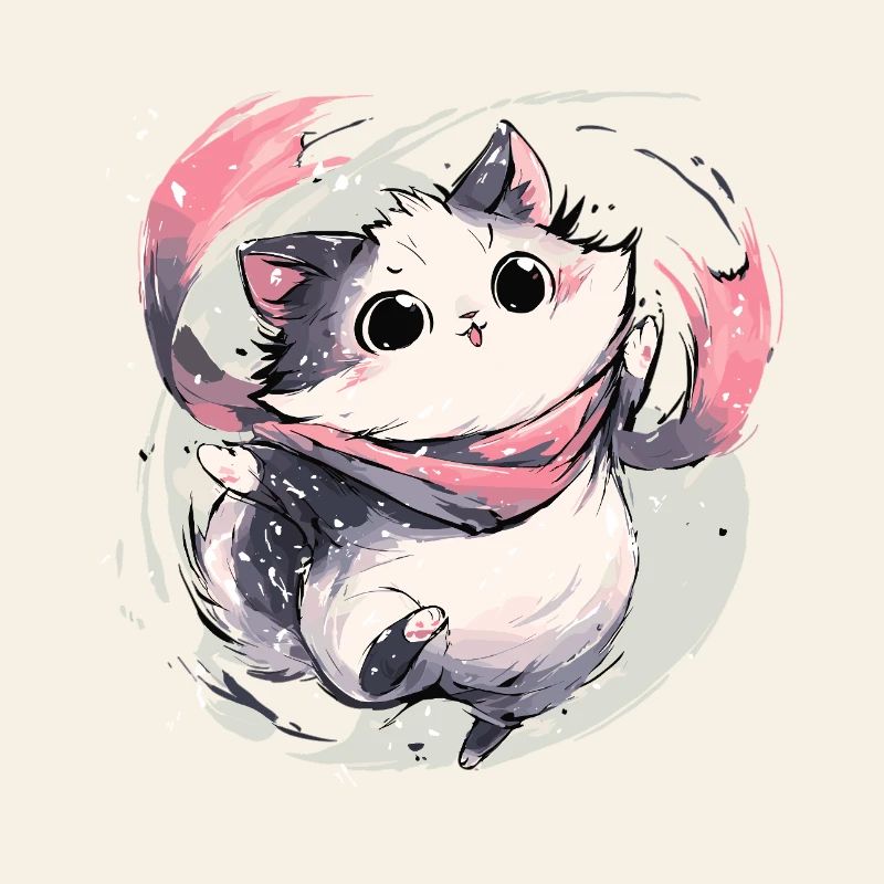 Chaton câlin avec écharpe rose