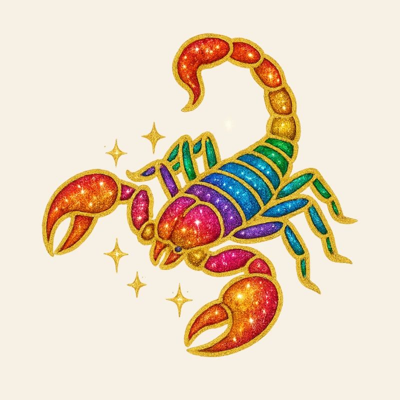 Regenbogen Glitzer Skorpion