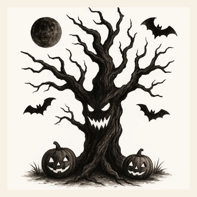 Arbre effrayant d’Halloween 31 octobre