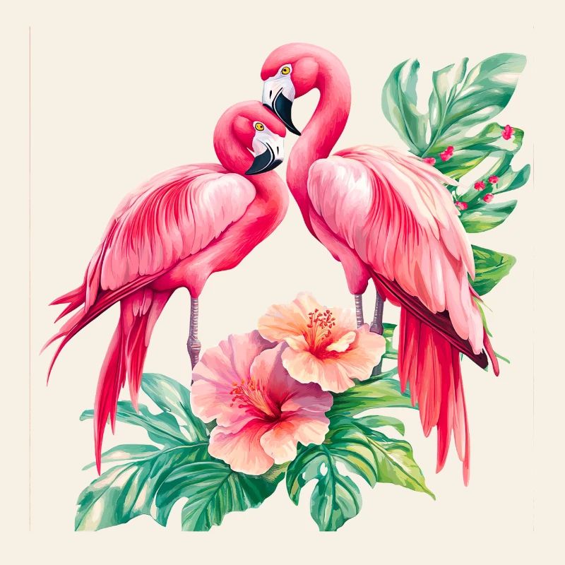 Flamingo Liebesduett im Tropenwald