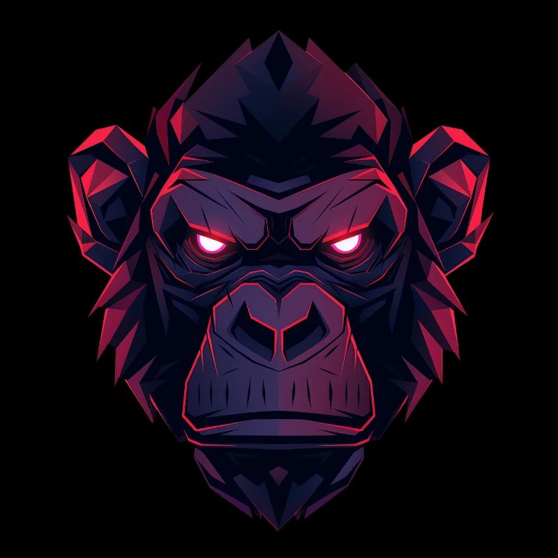 Neon Gorilla Head Art