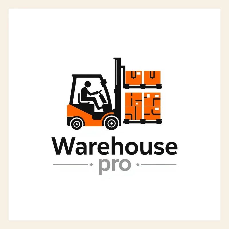 Chariot élévateur à fourche avec logo d’entrepôt
